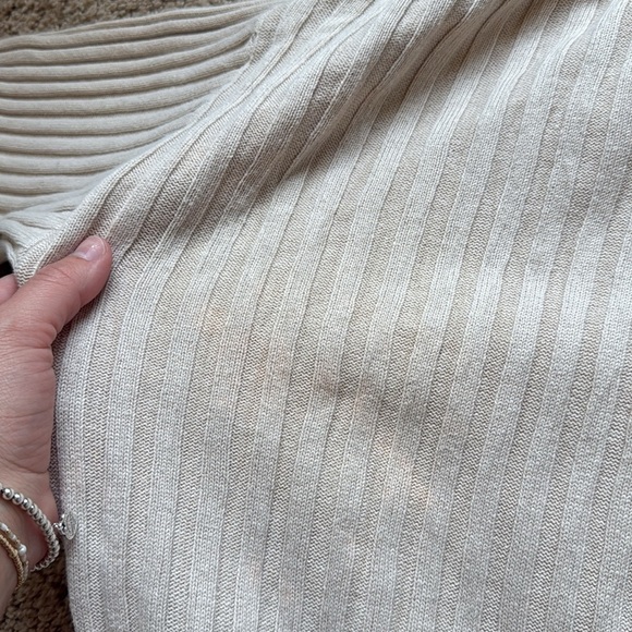 Anthropologie Sancia The Atalie Polo Ribbed Knit Oversized Cream/Blue Sweater - Picture 12 of 13